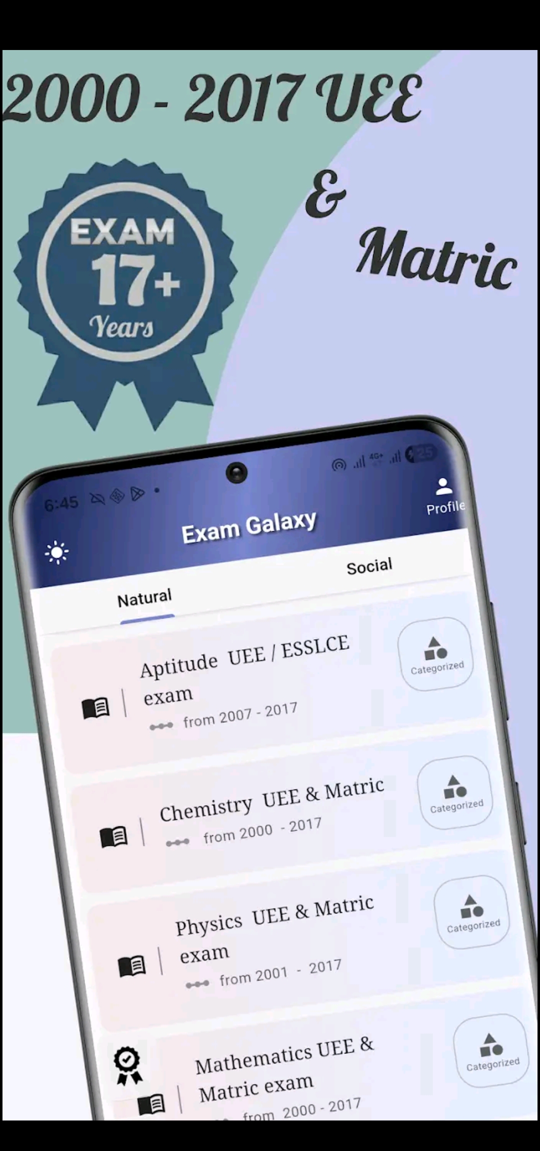 Exam Galaxy App - EuEE Questions