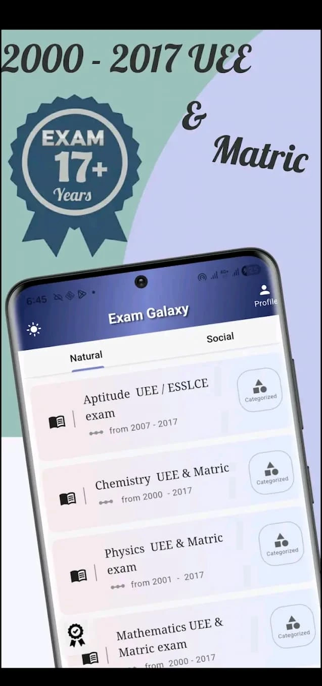 Exam Galaxy App - EuEE Questions